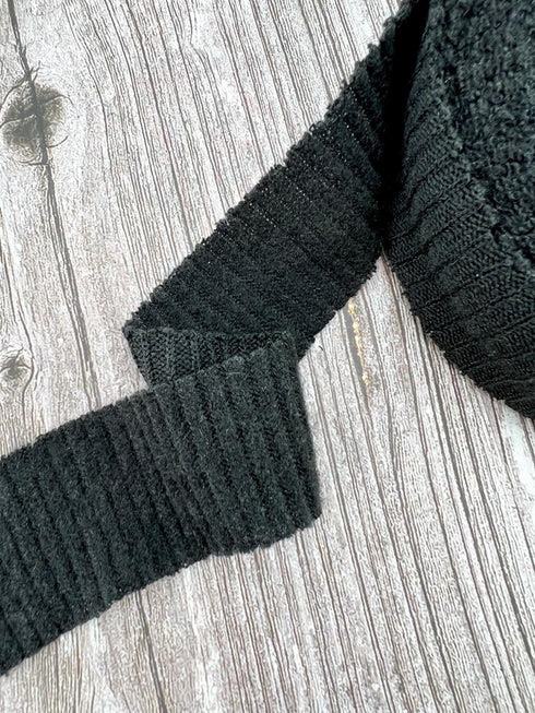 Black Brushed Rib Sweater Knit Bias Tape 1.25 inches width x 10 yards BST00345